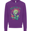All Mad Here Alien Magic Mushrooms Mens Sweatshirt Jumper Purple