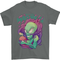 All Mad Here Alien Magic Mushrooms Mens T-Shirt 100% Cotton Charcoal