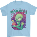 All Mad Here Alien Magic Mushrooms Mens T-Shirt 100% Cotton Light Blue