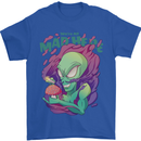 All Mad Here Alien Magic Mushrooms Mens T-Shirt 100% Cotton Royal Blue