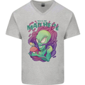 All Mad Here Alien Magic Mushrooms Mens V-Neck Cotton T-Shirt Sports Grey