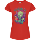 All Mad Here Alien Magic Mushrooms Womens Petite Cut T-Shirt Red