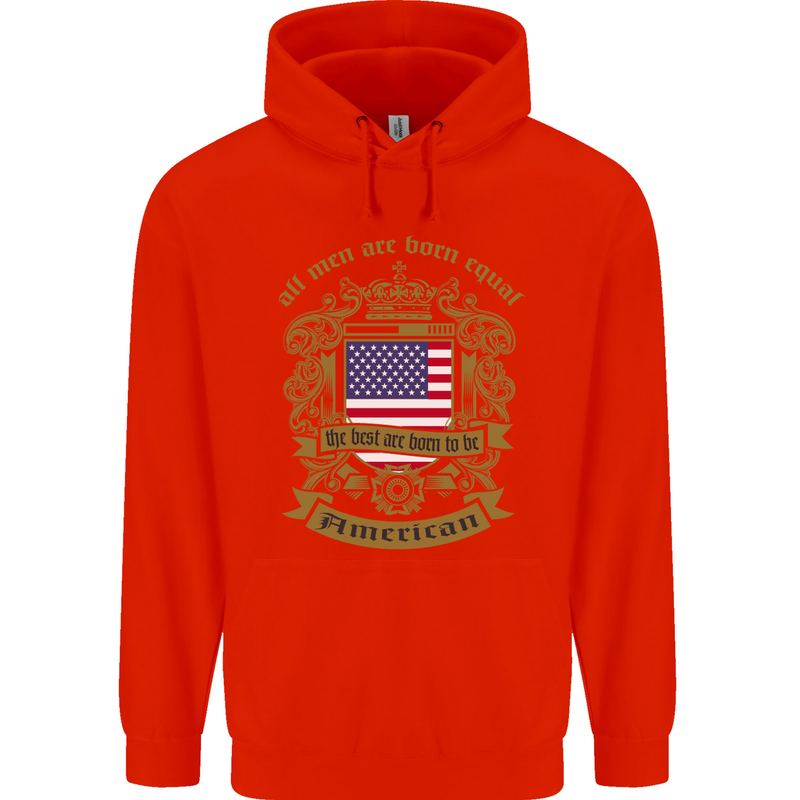 All Men Are Born Equal American America USA Childrens Kids Hoodie Bright Red