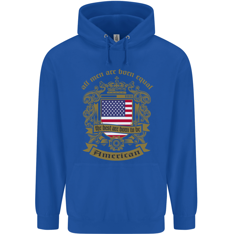 All Men Are Born Equal American America USA Childrens Kids Hoodie Royal Blue
