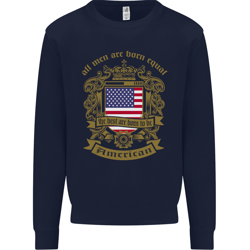 All Men Are Born Equal American America USA Kids Sweatshirt Jumper Navy Blue