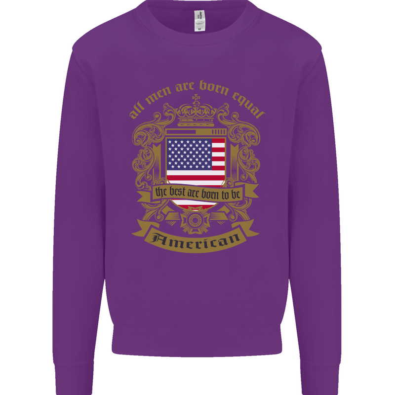 All Men Are Born Equal American America USA Kids Sweatshirt Jumper Purple