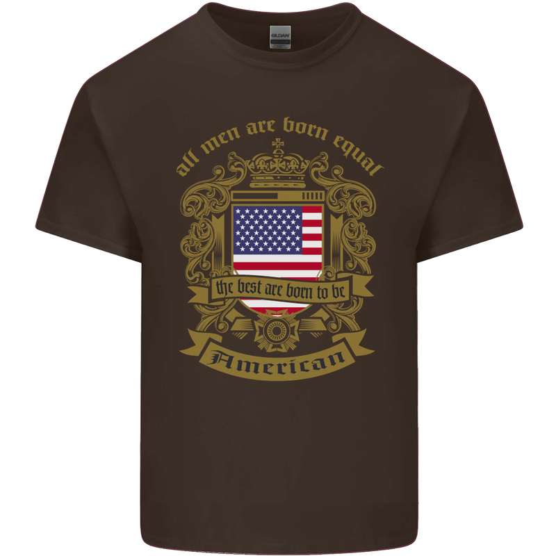 All Men Are Born Equal American America USA Mens Cotton T-Shirt Tee Top Dark Chocolate