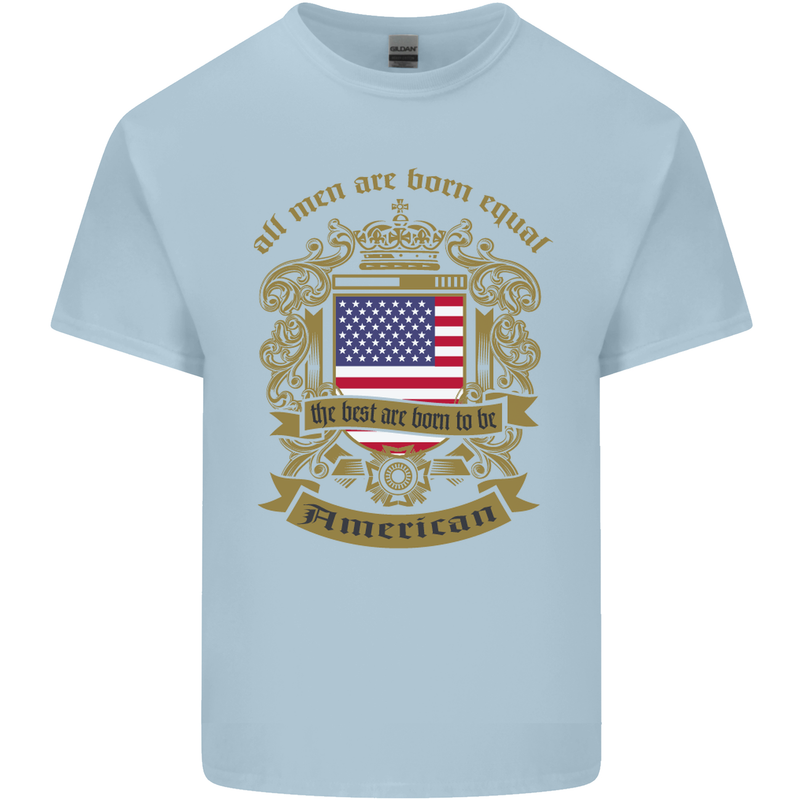All Men Are Born Equal American America USA Mens Cotton T-Shirt Tee Top Light Blue