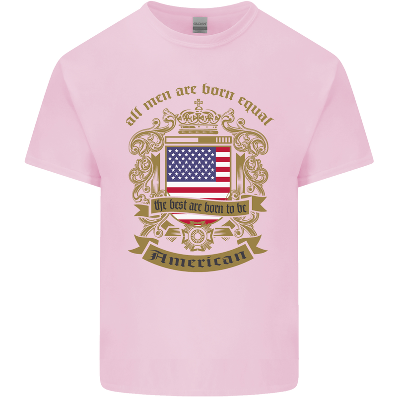 All Men Are Born Equal American America USA Mens Cotton T-Shirt Tee Top Light Pink