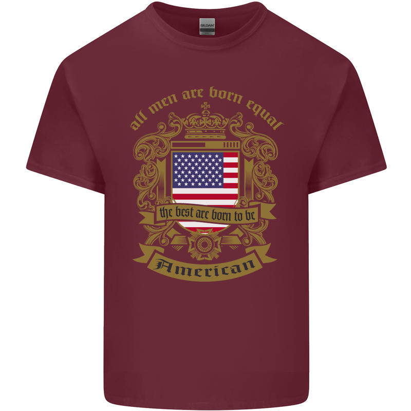 All Men Are Born Equal American America USA Mens Cotton T-Shirt Tee Top Maroon