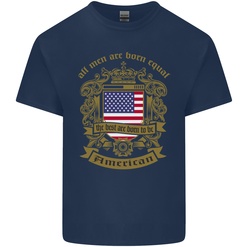 All Men Are Born Equal American America USA Mens Cotton T-Shirt Tee Top Navy Blue