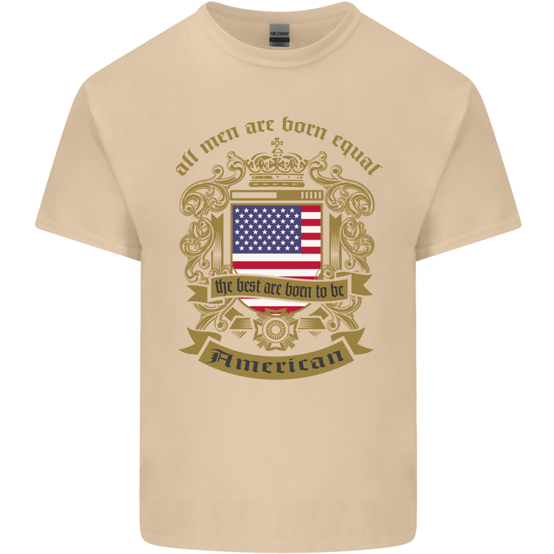 All Men Are Born Equal American America USA Mens Cotton T-Shirt Tee Top Sand