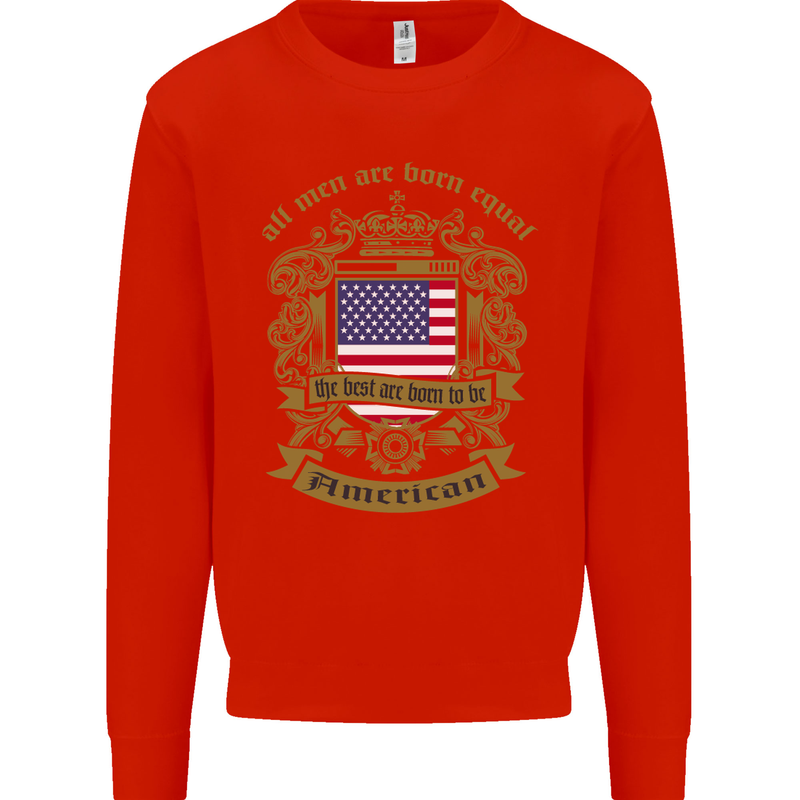 All Men Are Born Equal American America USA Mens Sweatshirt Jumper Bright Red