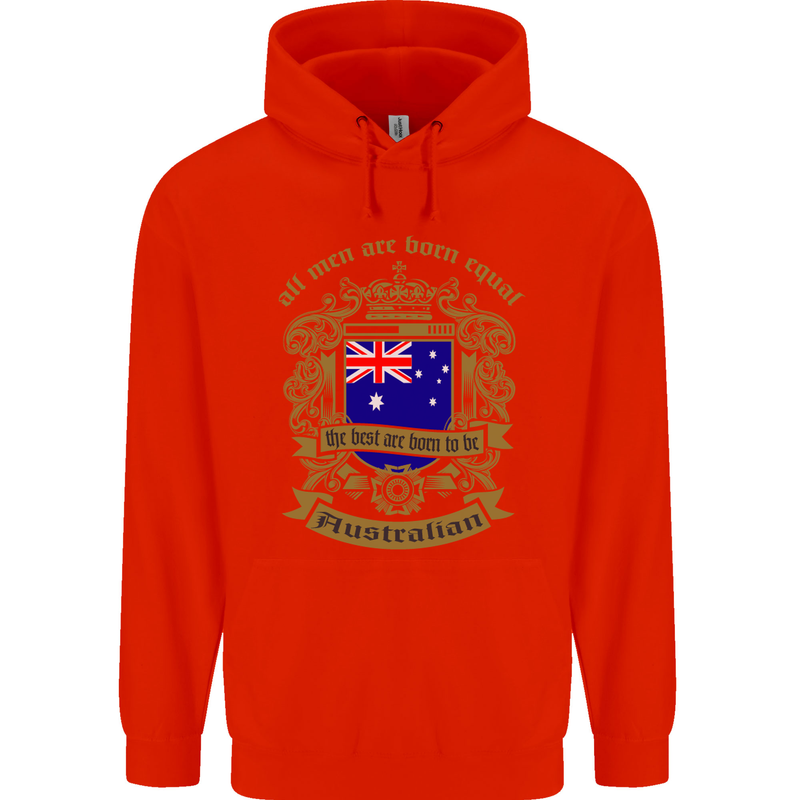 All Men Are Born Equal Australian Australia Childrens Kids Hoodie Bright Red