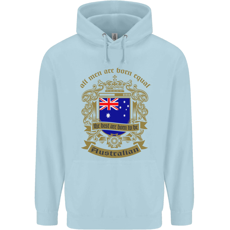 All Men Are Born Equal Australian Australia Childrens Kids Hoodie Light Blue