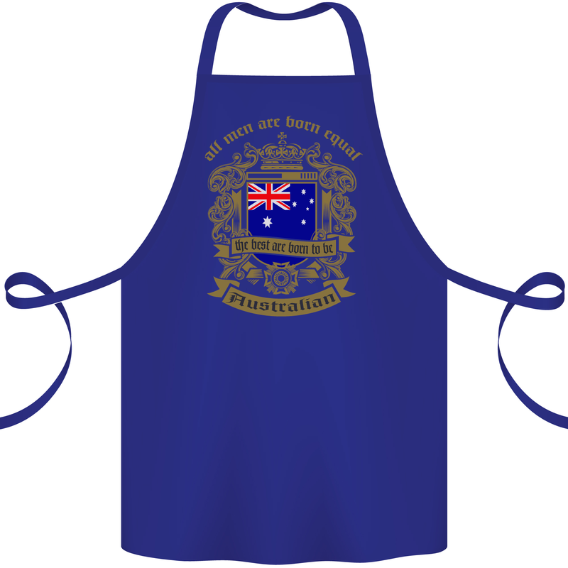 All Men Are Born Equal Australian Australia Cotton Apron 100% Organic Royal Blue