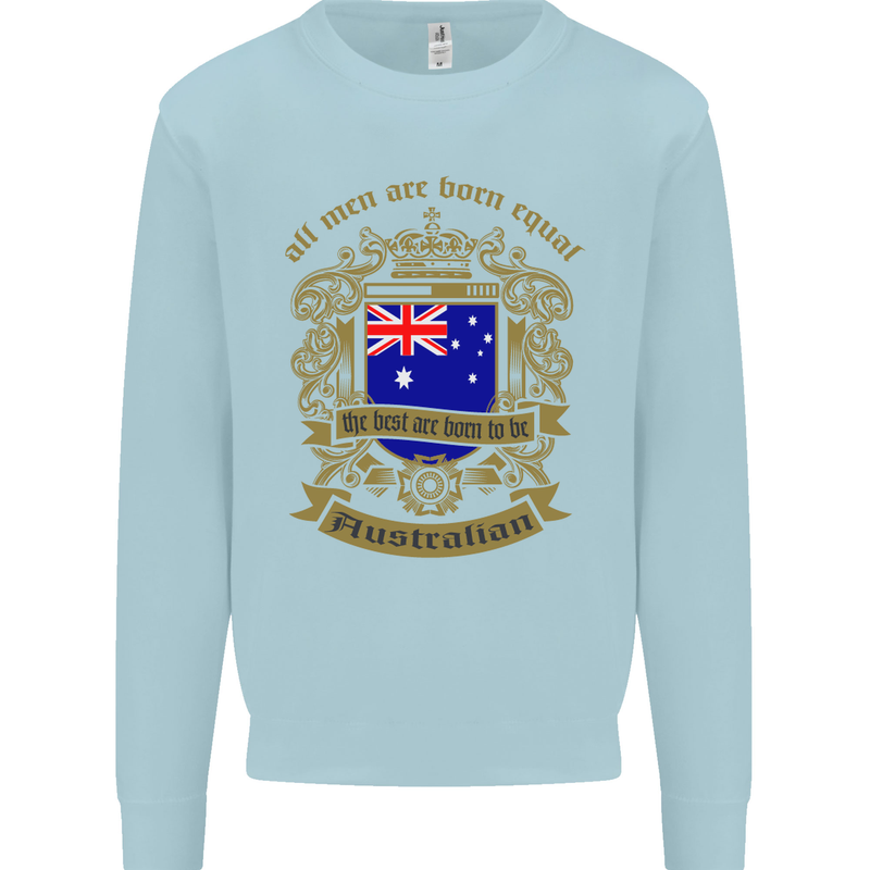 All Men Are Born Equal Australian Australia Kids Sweatshirt Jumper Light Blue