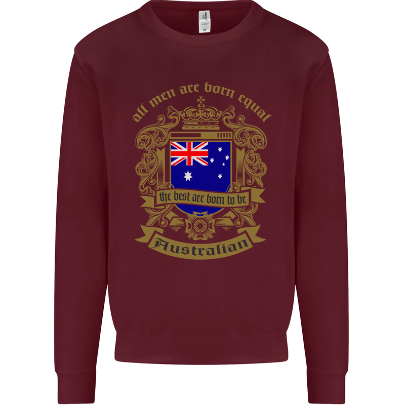 All Men Are Born Equal Australian Australia Kids Sweatshirt Jumper Maroon