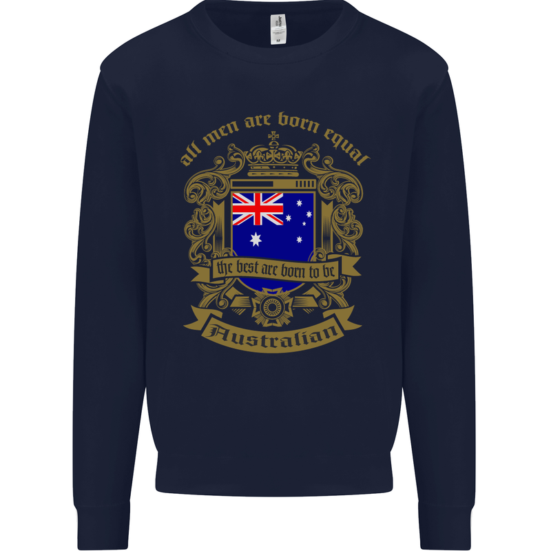 All Men Are Born Equal Australian Australia Kids Sweatshirt Jumper Navy Blue