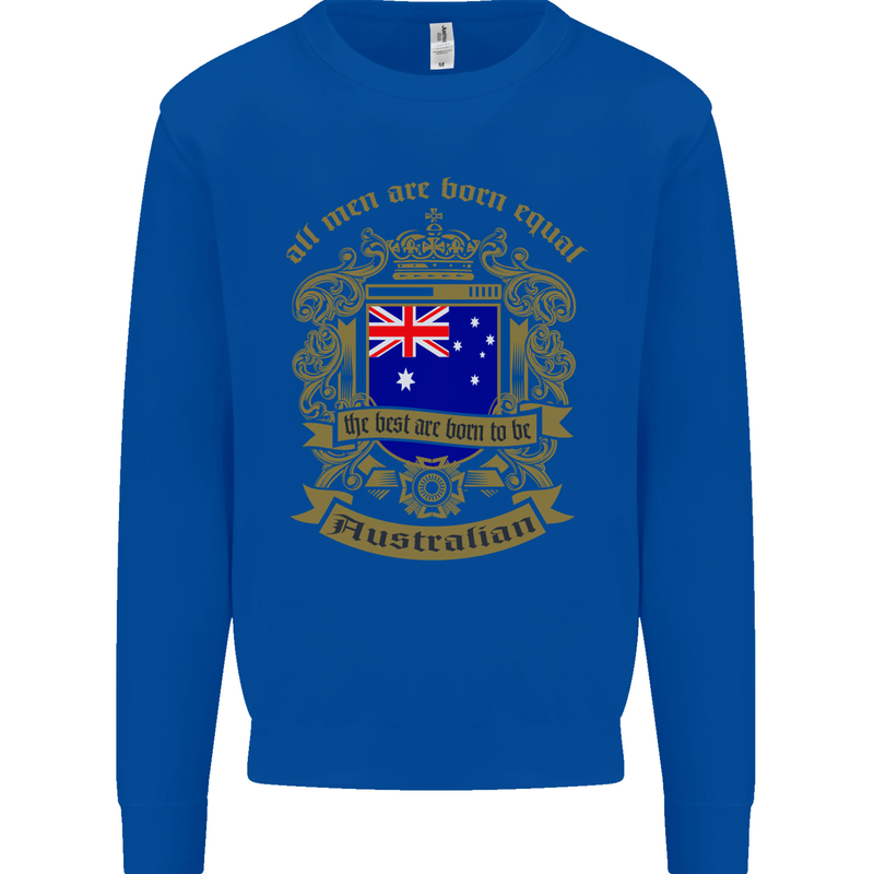 All Men Are Born Equal Australian Australia Kids Sweatshirt Jumper Royal Blue