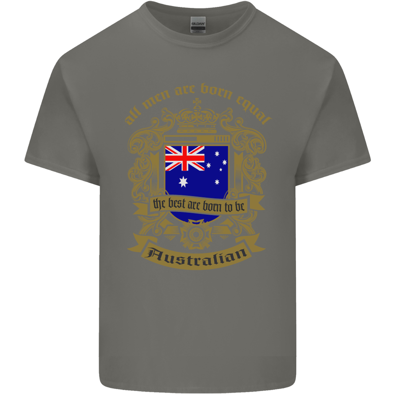 All Men Are Born Equal Australian Australia Mens Cotton T-Shirt Tee Top Charcoal