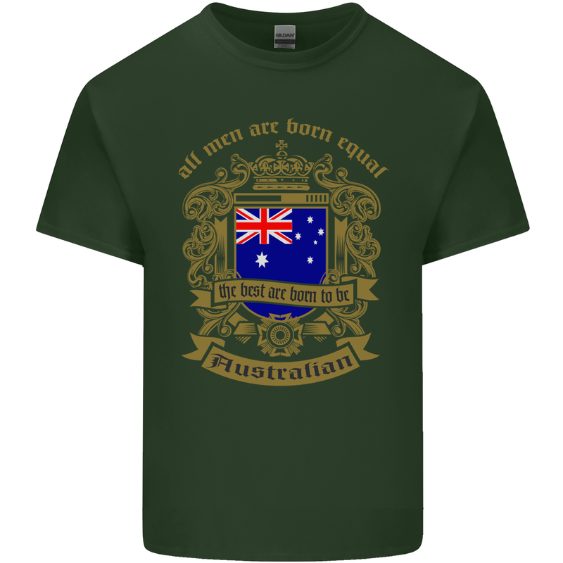 All Men Are Born Equal Australian Australia Mens Cotton T-Shirt Tee Top Forest Green
