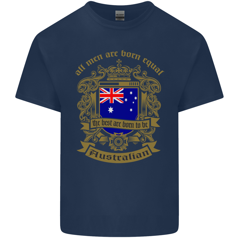 All Men Are Born Equal Australian Australia Mens Cotton T-Shirt Tee Top Navy Blue