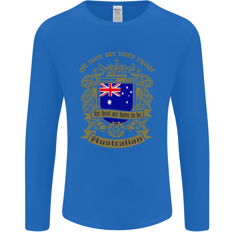 All Men Are Born Equal Australian Australia Mens Long Sleeve T-Shirt Royal Blue