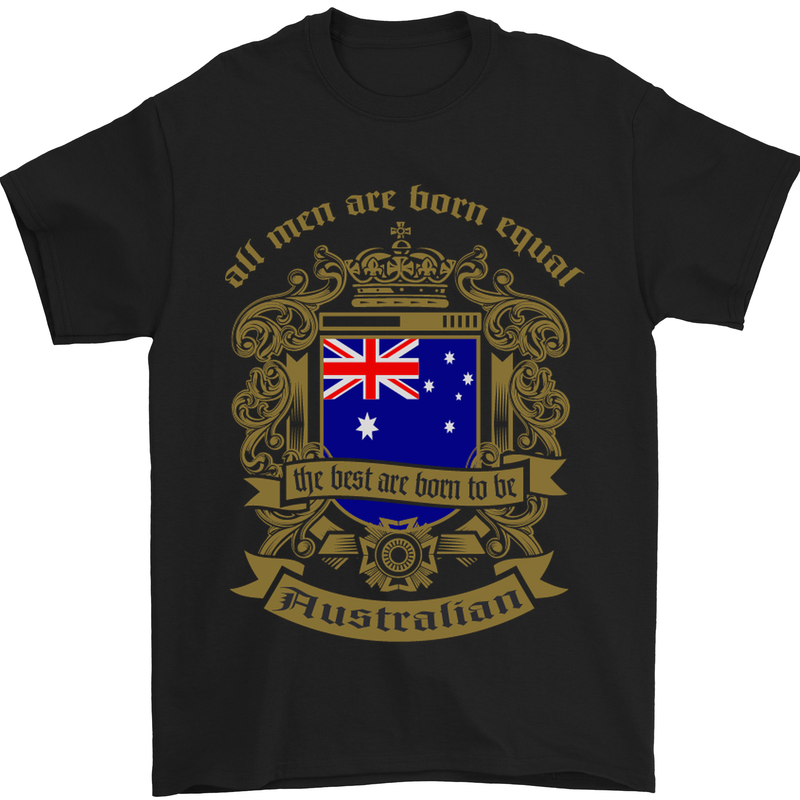 All Men Are Born Equal Australian Australia Mens T-Shirt Cotton Gildan Black