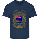 All Men Are Born Equal Australian Australia Mens V-Neck Cotton T-Shirt Navy Blue