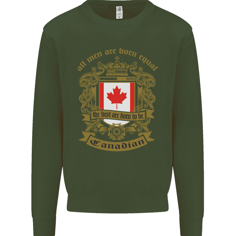 All Men Are Born Equal Canadian Canada Kids Sweatshirt Jumper Forest Green