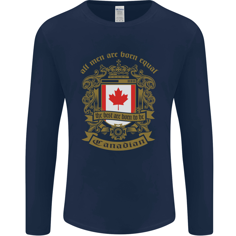 All Men Are Born Equal Canadian Canada Mens Long Sleeve T-Shirt Navy Blue