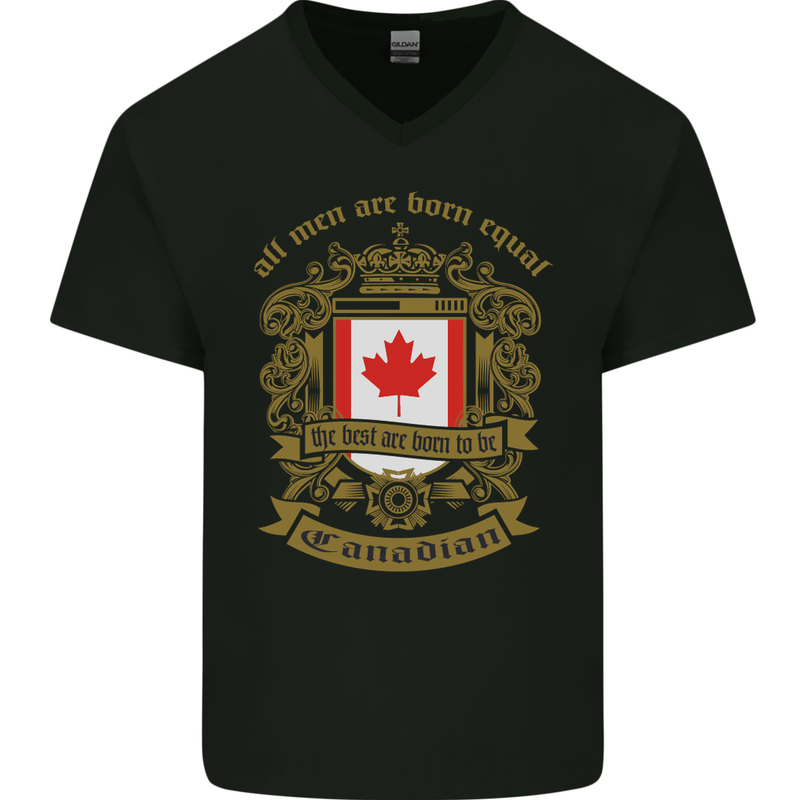 All Men Are Born Equal Canadian Canada Mens V-Neck Cotton T-Shirt Black