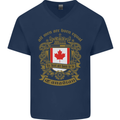 All Men Are Born Equal Canadian Canada Mens V-Neck Cotton T-Shirt Navy Blue