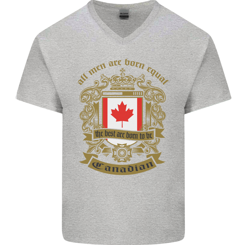 All Men Are Born Equal Canadian Canada Mens V-Neck Cotton T-Shirt Sports Grey