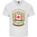 All Men Are Born Equal Canadian Canada Mens V-Neck Cotton T-Shirt White
