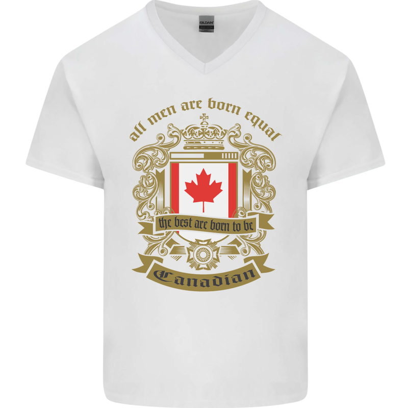 All Men Are Born Equal Canadian Canada Mens V-Neck Cotton T-Shirt White