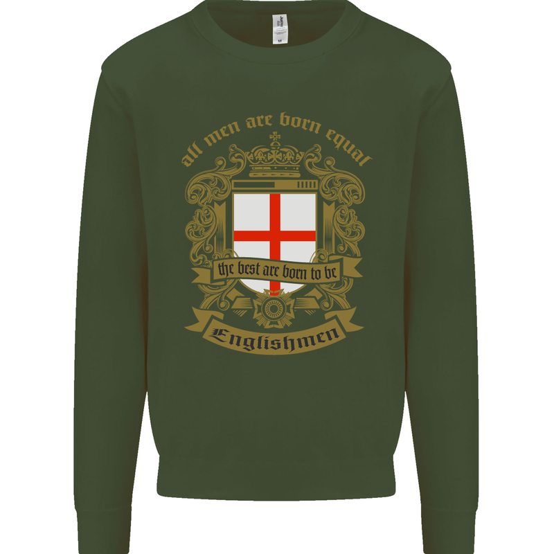 All Men Are Born Equal English England Kids Sweatshirt Jumper Forest Green