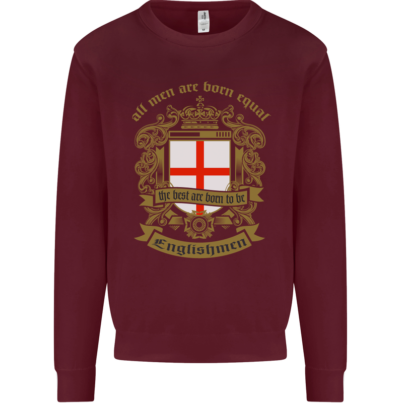 All Men Are Born Equal English England Kids Sweatshirt Jumper Maroon