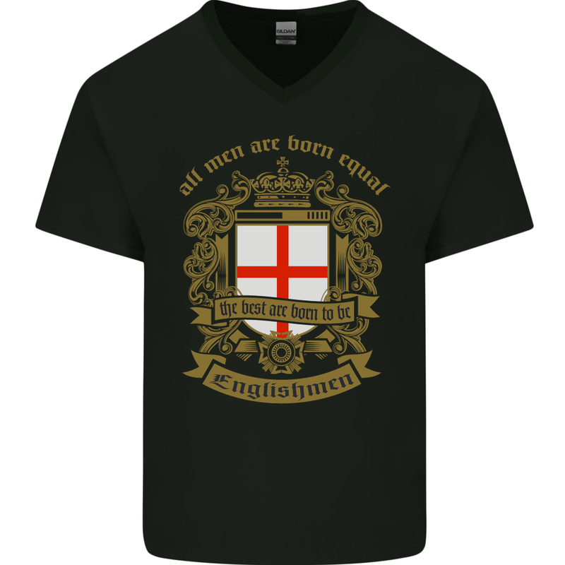 All Men Are Born Equal English England Mens V-Neck Cotton T-Shirt Black