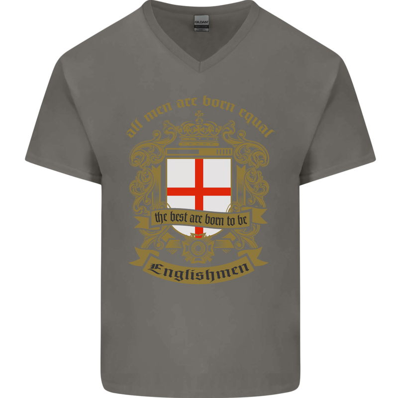 All Men Are Born Equal English England Mens V-Neck Cotton T-Shirt Charcoal