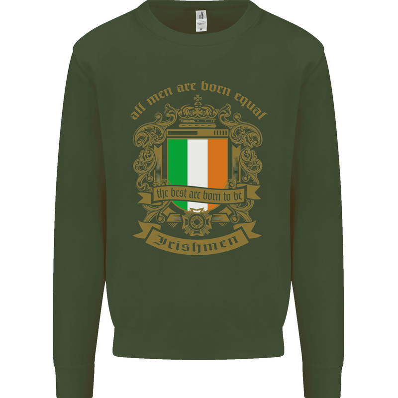 All Men Are Born Equal Irish Ireland Kids Sweatshirt Jumper Forest Green