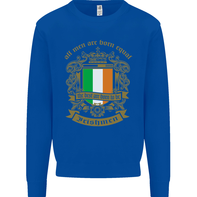 All Men Are Born Equal Irish Ireland Kids Sweatshirt Jumper Royal Blue