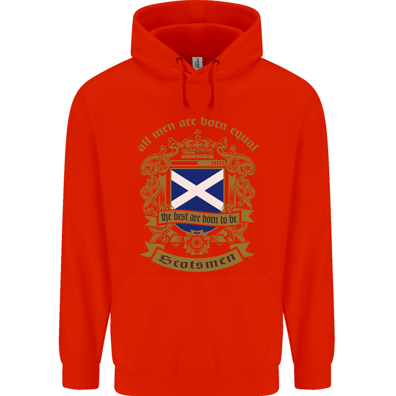 All Men Are Born Equal Scotland Scottish Childrens Kids Hoodie Bright Red