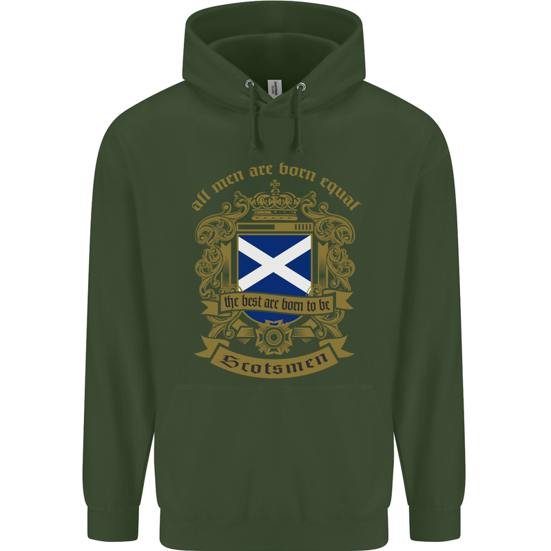 All Men Are Born Equal Scotland Scottish Childrens Kids Hoodie Forest Green