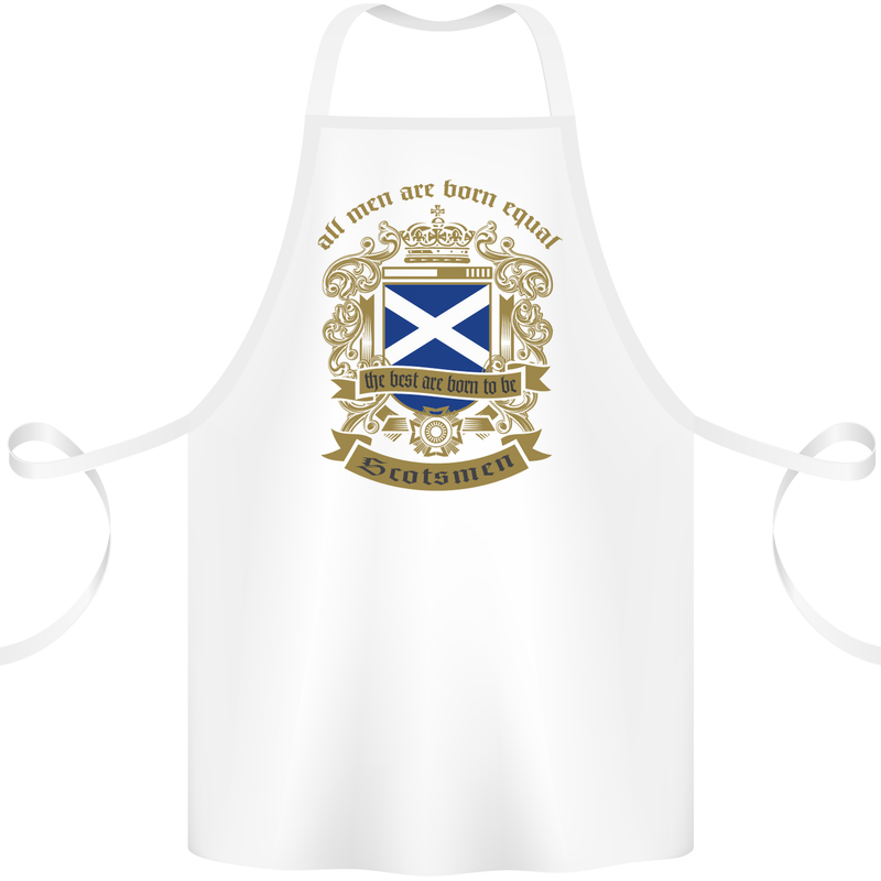 All Men Are Born Equal Scotland Scottish Cotton Apron 100% Organic White