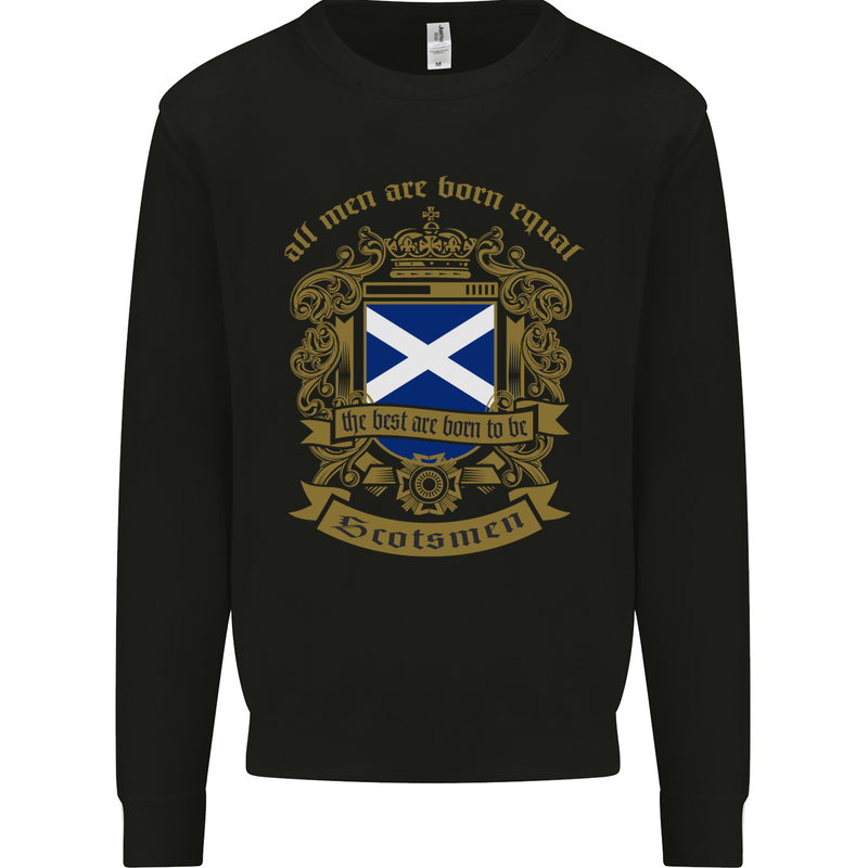 All Men Are Born Equal Scotland Scottish Kids Sweatshirt Jumper Black