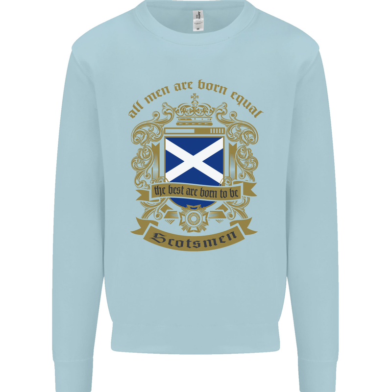 All Men Are Born Equal Scotland Scottish Kids Sweatshirt Jumper Light Blue