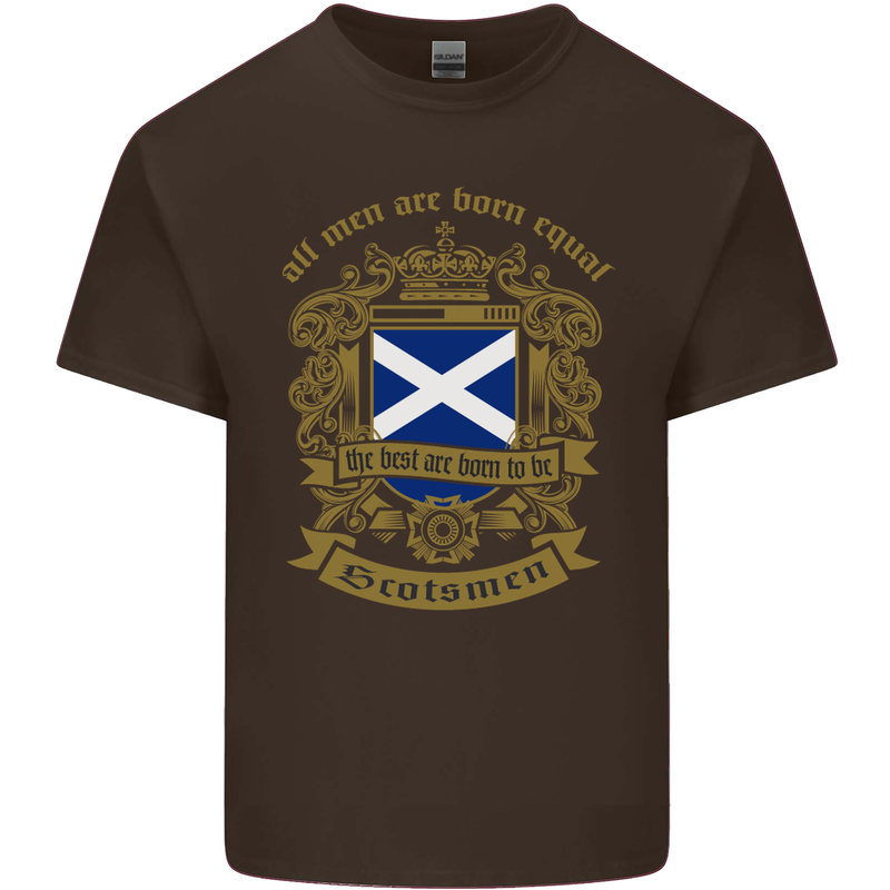 All Men Are Born Equal Scotland Scottish Mens Cotton T-Shirt Tee Top Dark Chocolate