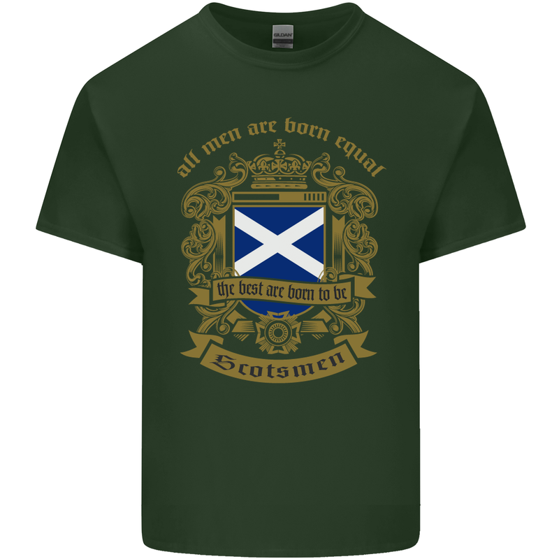 All Men Are Born Equal Scotland Scottish Mens Cotton T-Shirt Tee Top Forest Green